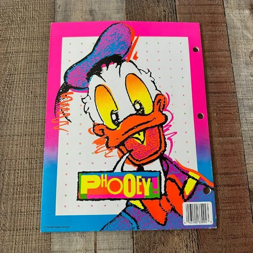 Vintage Mead Disney DONALD DUCK Pocket Folders Portfolio Electric Mouse